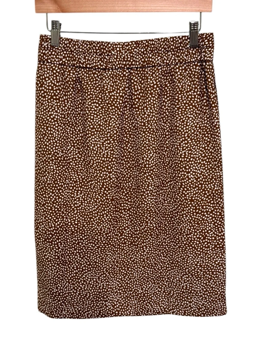 NWT J. Crew Brown and White Dot Pencil Skirt - Size Small